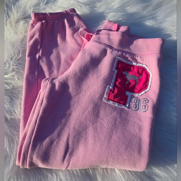 Y2K Victoria's Secret PINK Mcbling Bubblegum Pink Low Rise Jogger Sweatpants - Picture 9 of 9